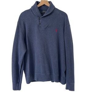 Polo Ralph Lauren Shawl Collar Pullover Sweater Preppy Navy Blue Cotton Men’s XL